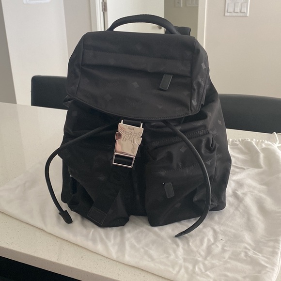 MCM Black Monogram Nylon Small Backpack - Picture 1 of 4